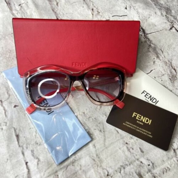 Fendi Sunglasses Butterfly Pilot Red Tortoise - Picture 1 of 10